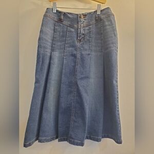 Vigor Jeans Y2K medium wash Blue Denim Jean midi skirt Size M